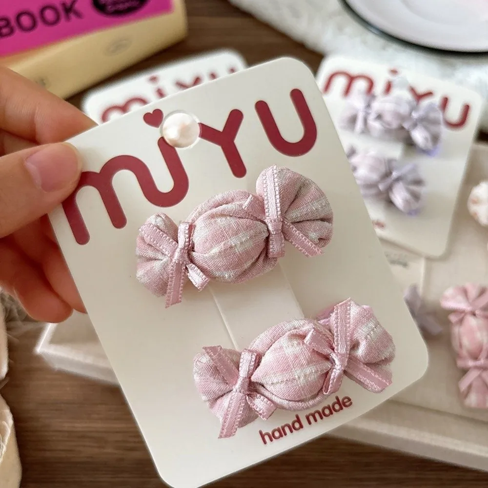 

2Pcs/Set NEW Sweet Hair Clips Candy Color Fabric Plaid Hairpin Hair Rope Headwear