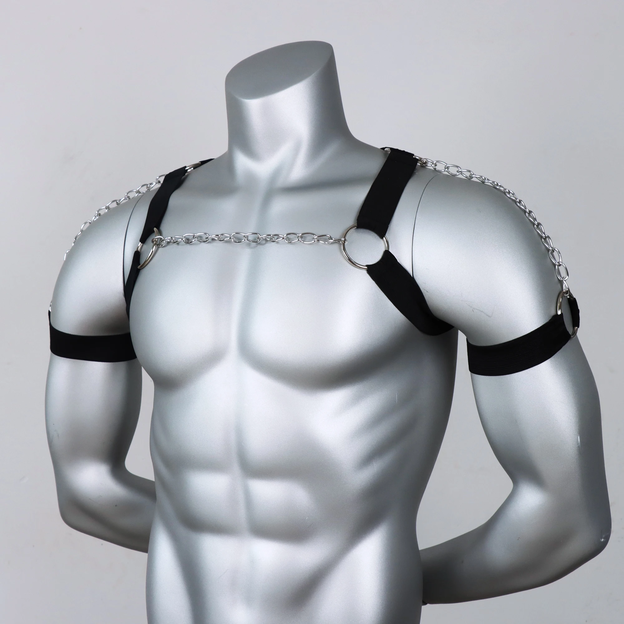 Male Chain Harness Adult Chest Bondage Chain Black Elastic Gay Lingerie Belt Sexual Clothing Erotic Clubwear Cosplay Sex Toy