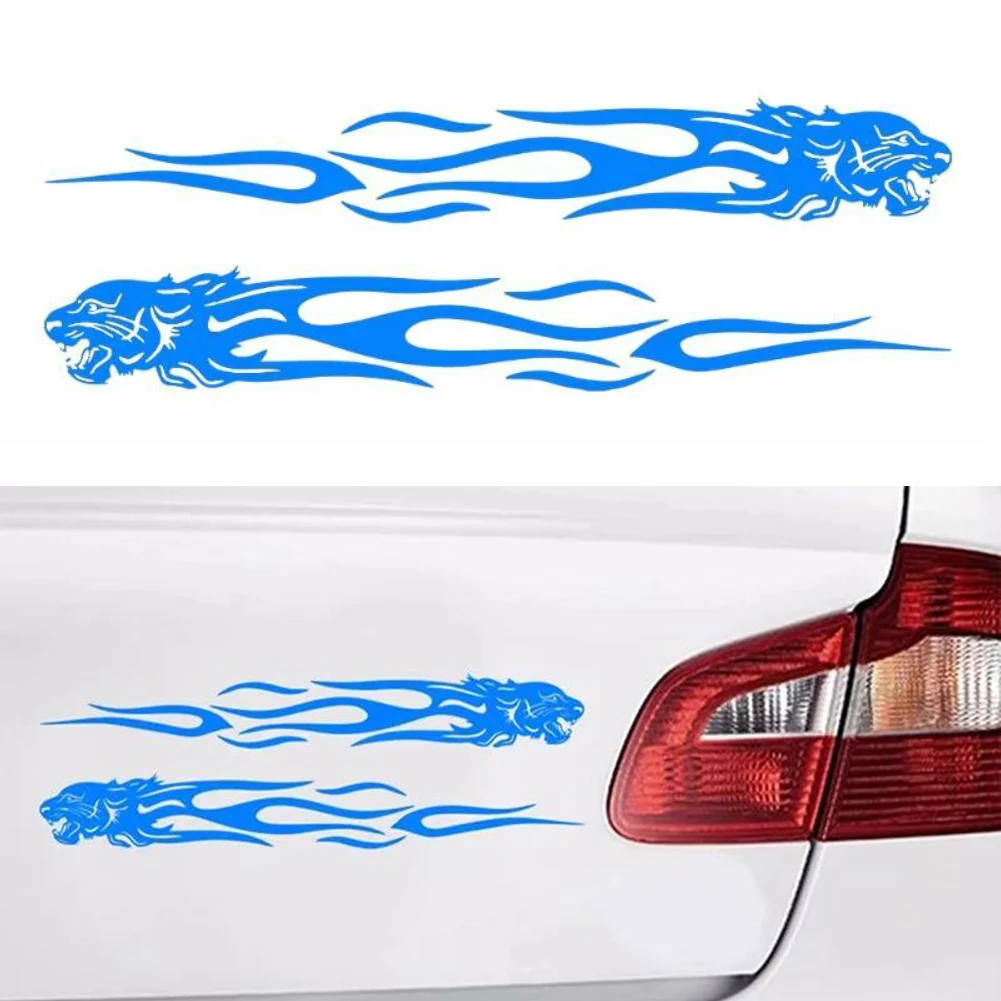 2 Flame Style Reflective Decals for Cars Motorcycles and Riding Gear with PET Film and Weather Resistant Adhesion