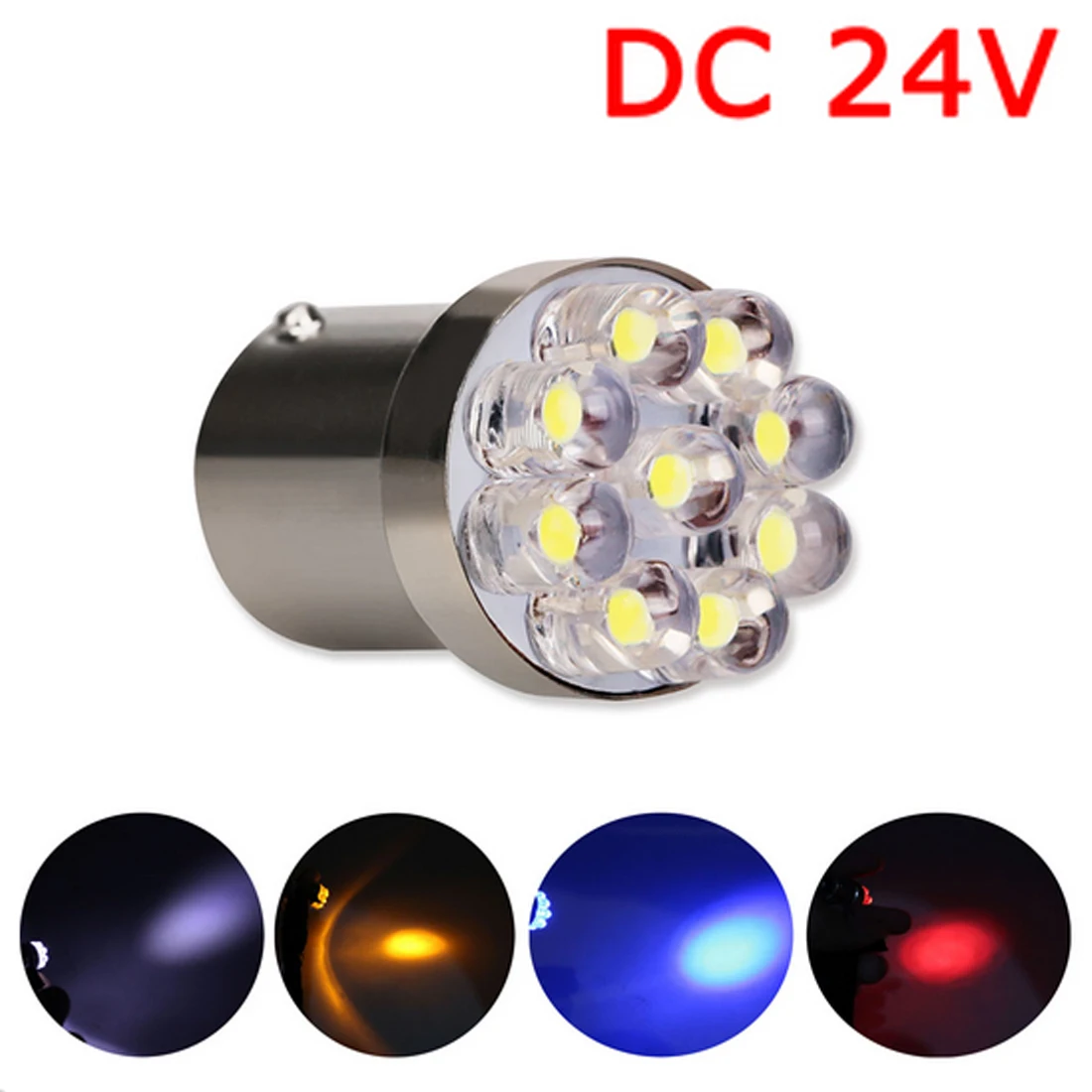 2 Pcs 24V 1156 BA15S P21W R5W auto Turn Signal Tail Brake 9 LED Light Xenon White Car Bulb Lamp car-styling