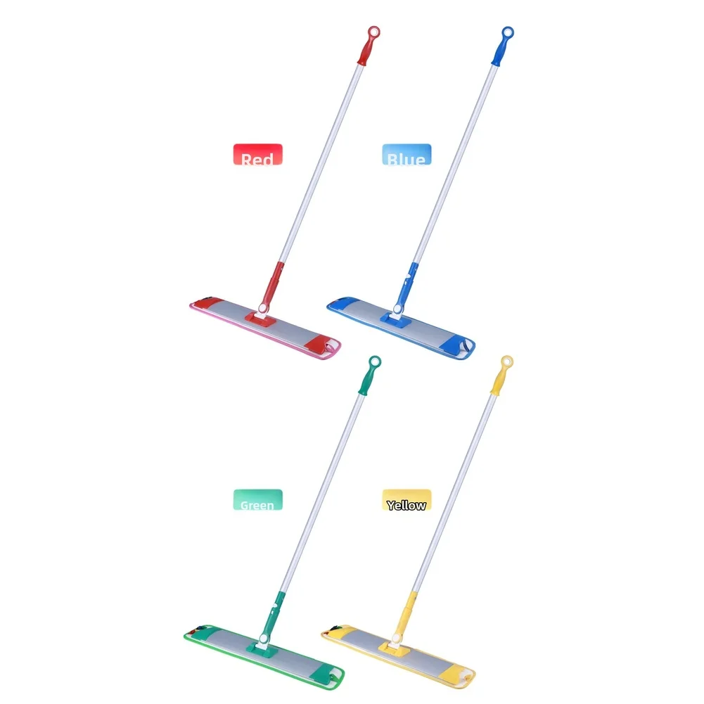 Flat Mop System with Aluminum Alloy Frame Superfine Microfiber Pad and Full Rotation Head for Comprehensive Coverage