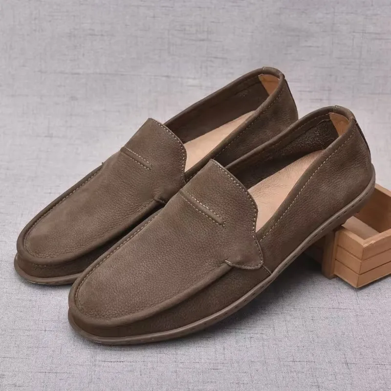 

Новинка 2024 года, мужская повседневная обувь из натуральной кожи, легкая прогулочная обувь, дышащие модельные туфли, мужские лоферы без шнуровки, мокасины