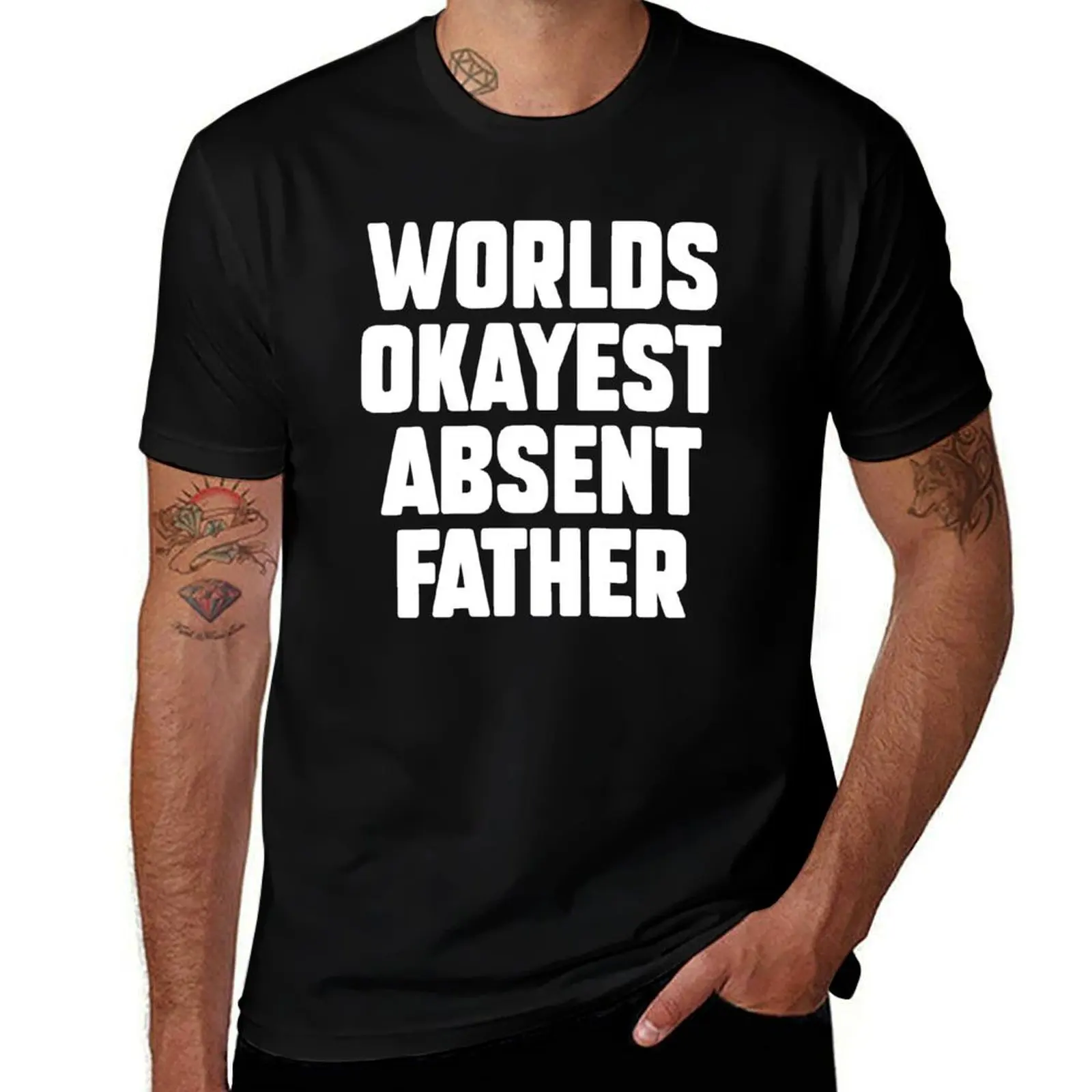 Worlds Okayest Absent Father T-Shirt basketball graphic tees vintage big and tall t shirts for men