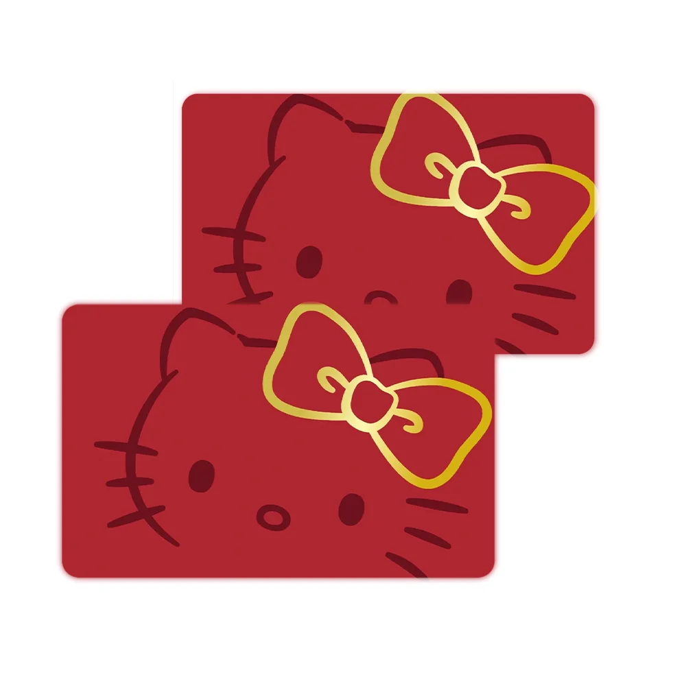 Kawaii Hello Kitty Red Laser Bank Credit Card Skin Stickers Anime Double Sided Bus Pass Decal Decor Scratch Resistant Toys Gifts