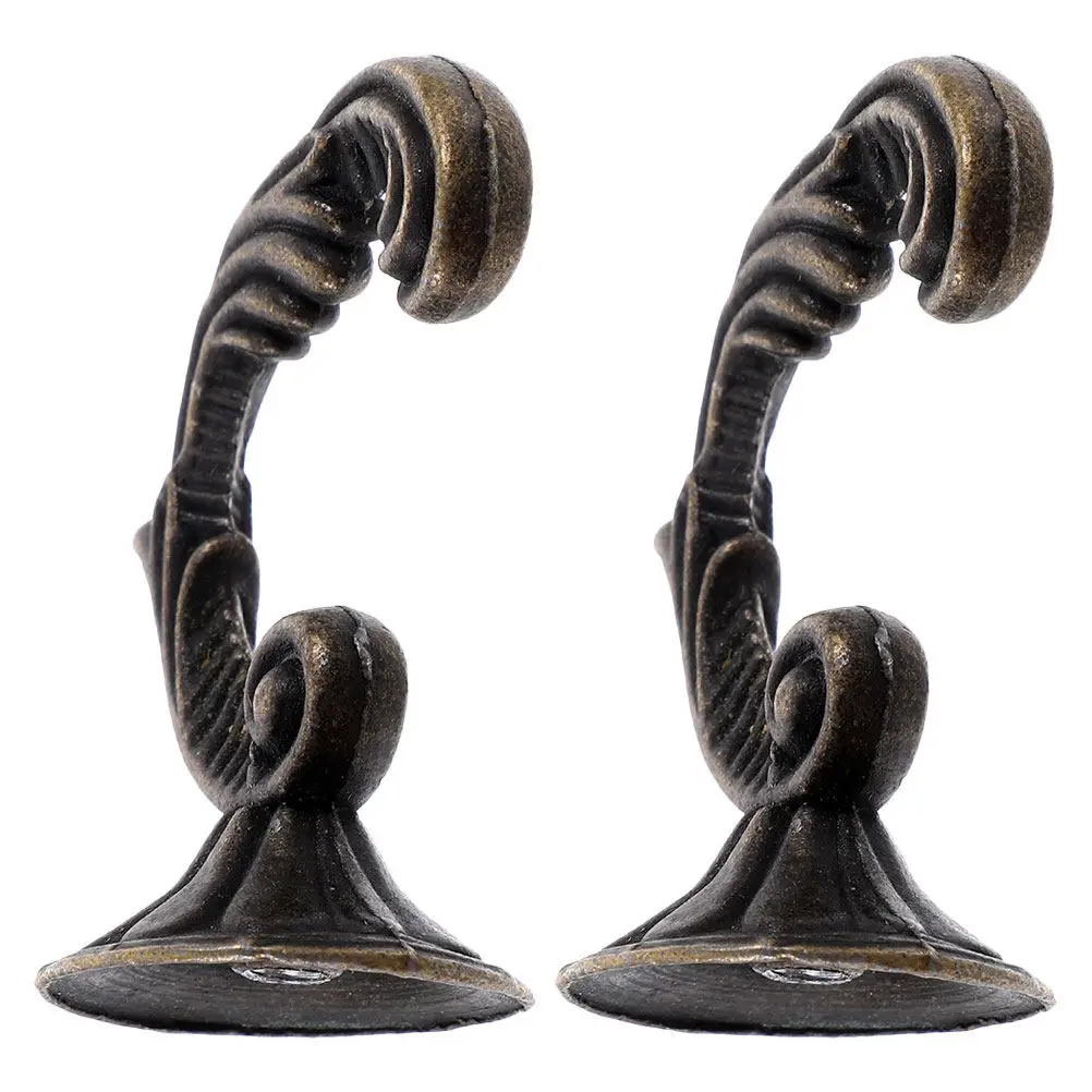 2Pcs Vintage Zinc Alloy Wall Hook Set Rustic Decorative Coat Hook for Entryway Bathroom Door Towel Hat Key Storage Multi-Purpose