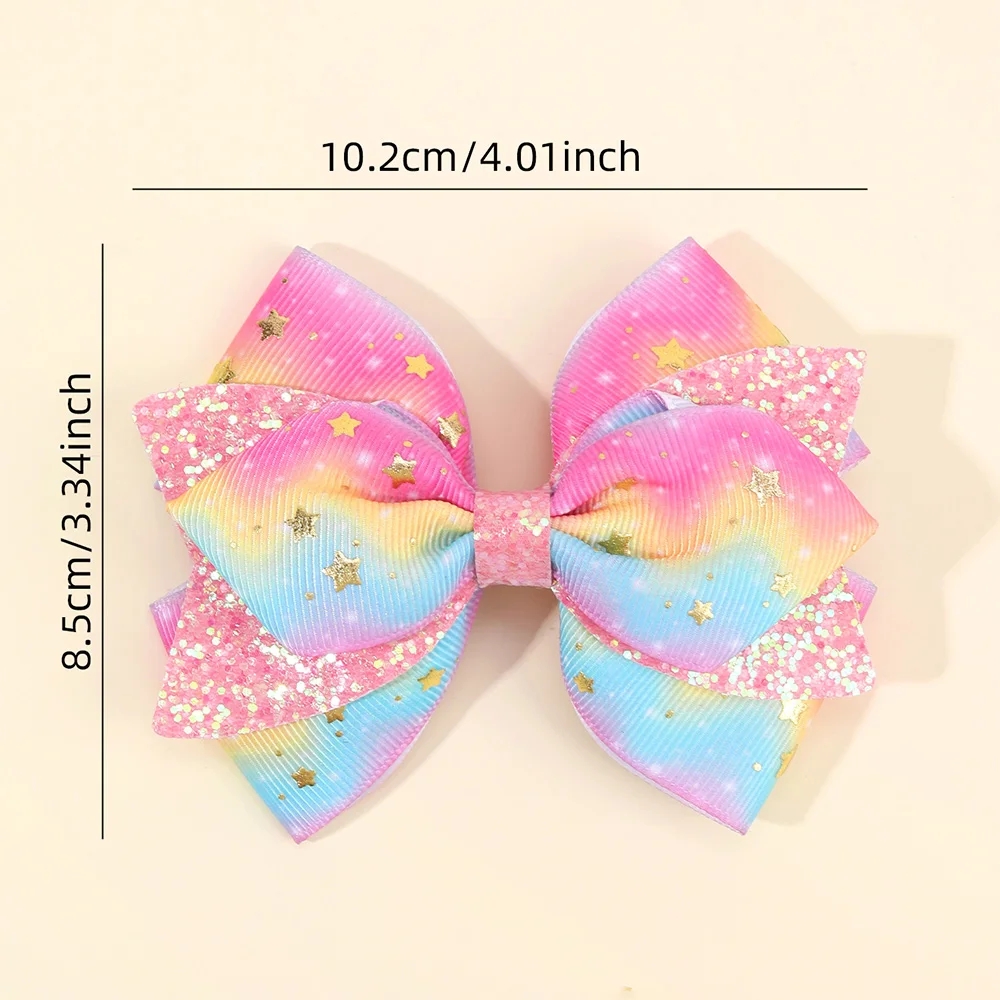 2 قطعة قوس قزح ستار مقاطع الشعر الحلو بريق الترتر دبابيس الشعر جديد الشريط باريت للفتيات الأطفال أغطية الرأس إكسسوارات الشعر هدية #5