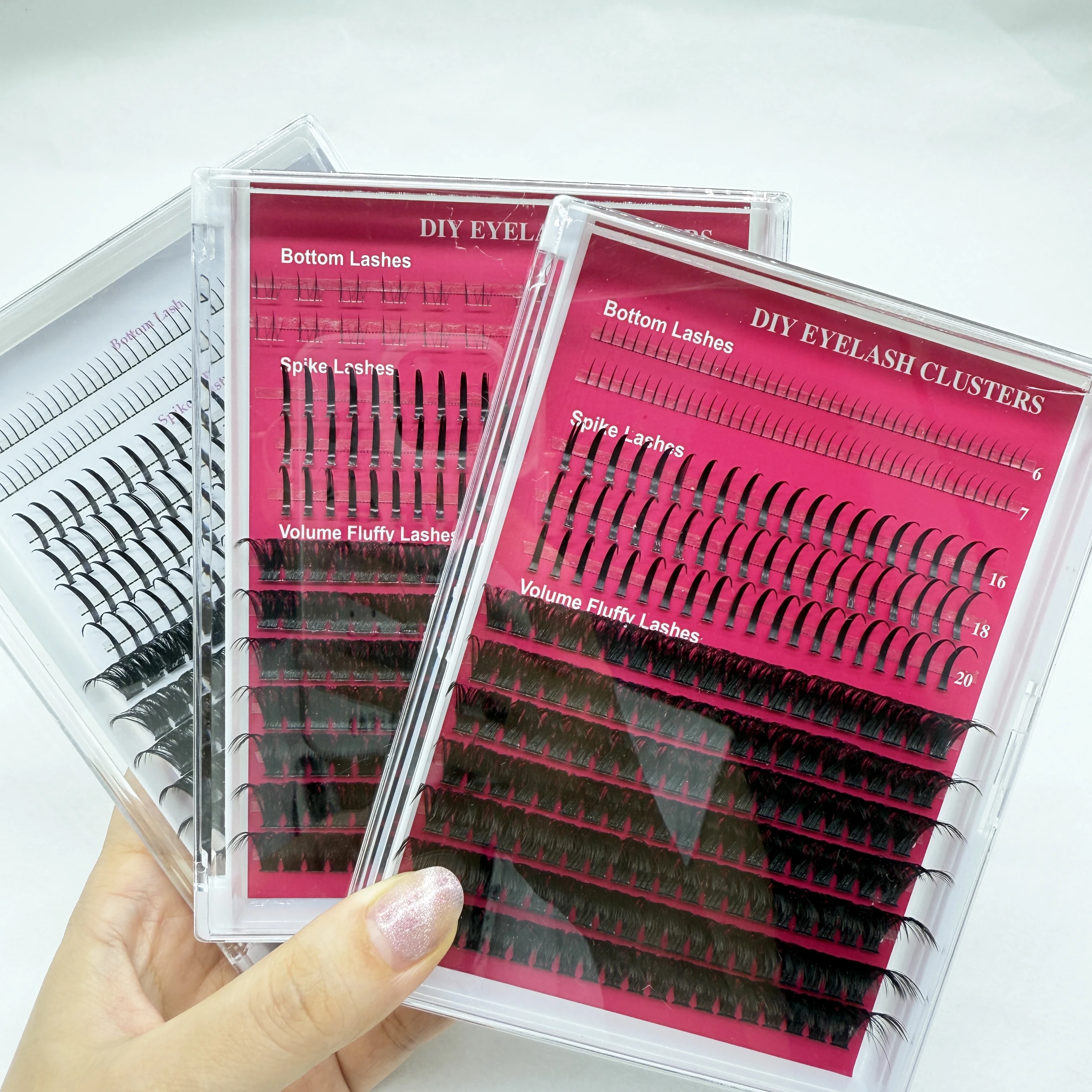 12 linhas de cílios postiços, grupos de pontas e cílios inferiores, faça você mesmo, extensões de cílios individuais à prova d'água