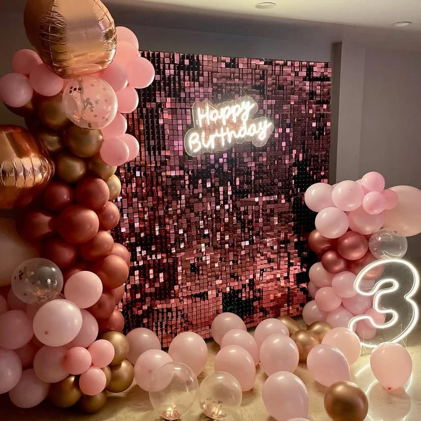 

16/18pcs Curtain Sequins Shimmer Wall Backdrop for Wedding Birthday Party Bachelorette Party Decor Sequare Anniversary Decor