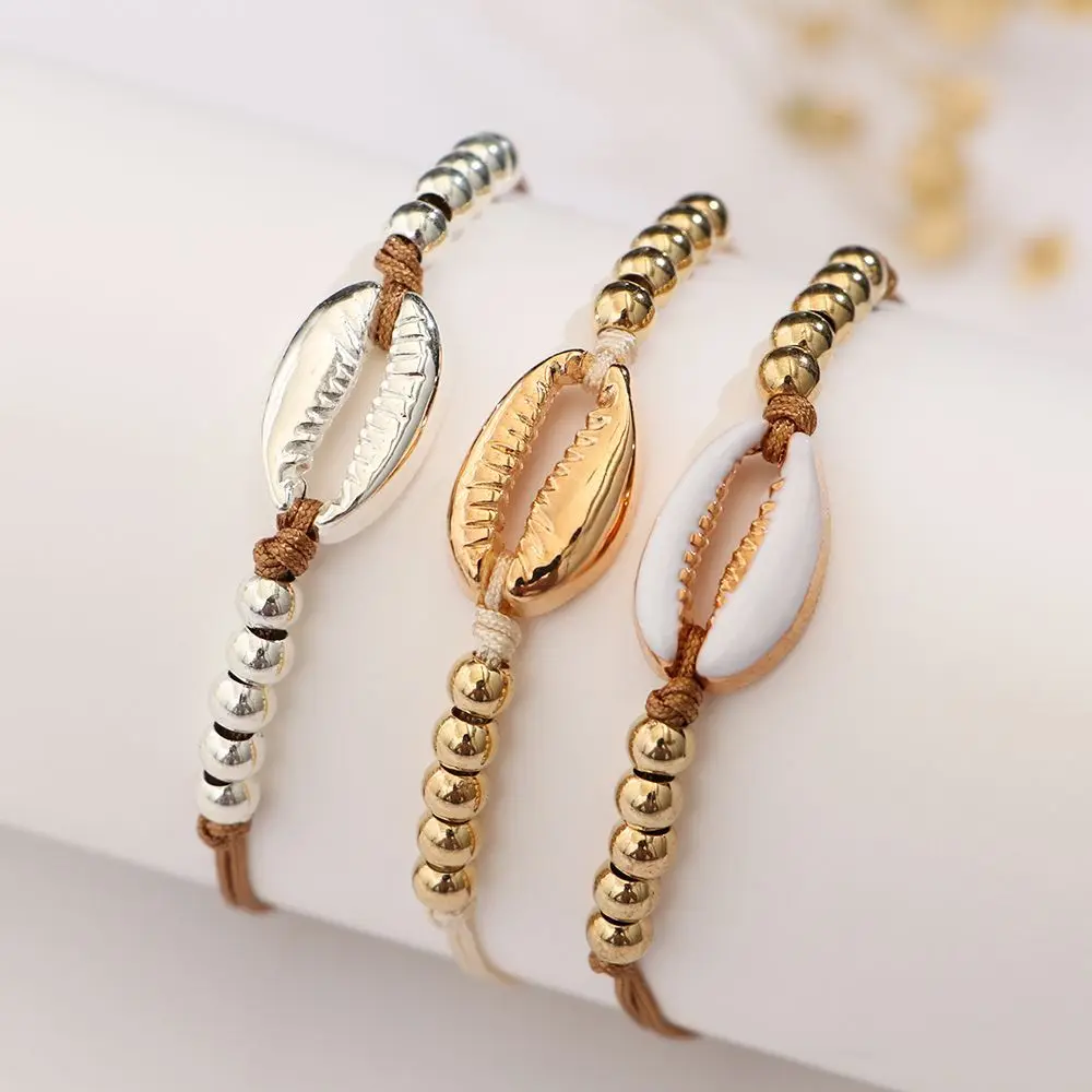 Fashion Cowrie Shell Jewelry Bead Bracelets for Women Boho Vintage Gold Color Seashell Handmade Bracelet for Women Beach Jewelry