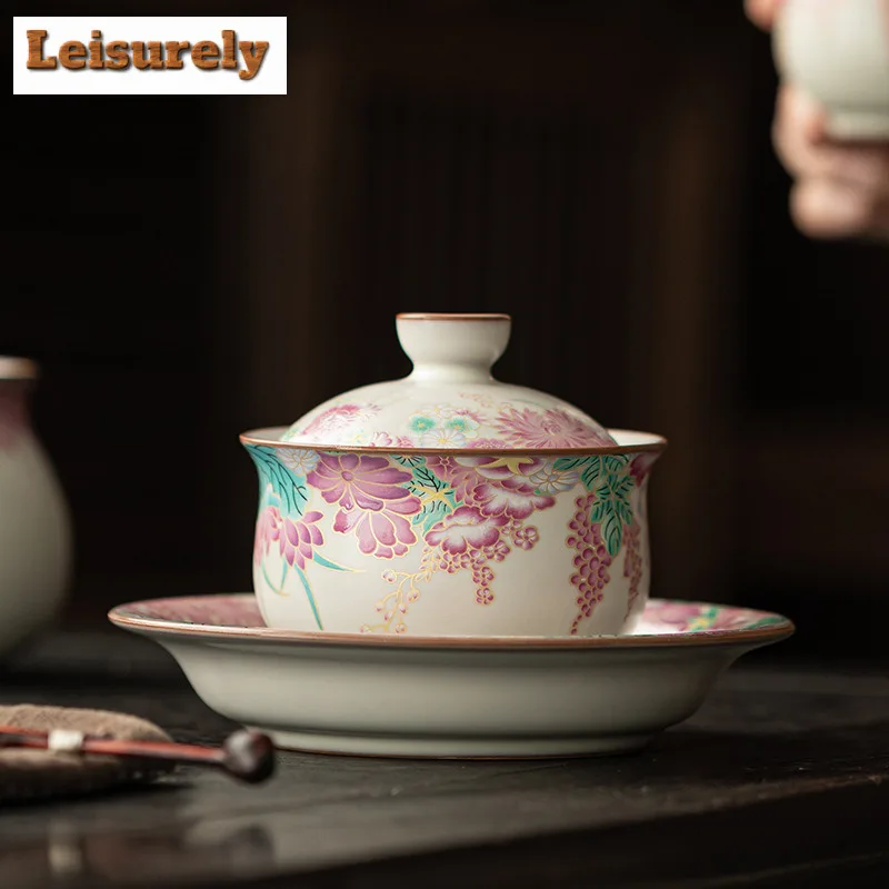 

170ml Pork Fat Jelly Little Garden Gaiwan Handmade Tea Tureen Tea Bowl With Lid Kit Tea Making Cover Bowl Tea Items Decoration