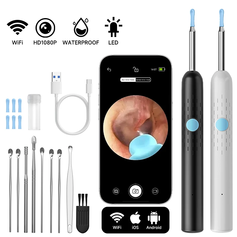 WIFI Visual Ear Sticks HD1080P 4.2MM Mini Otoscope Camera Ear pick Ear Cleaner Wireless Endoscope Health Care Ear Wax Cleaning