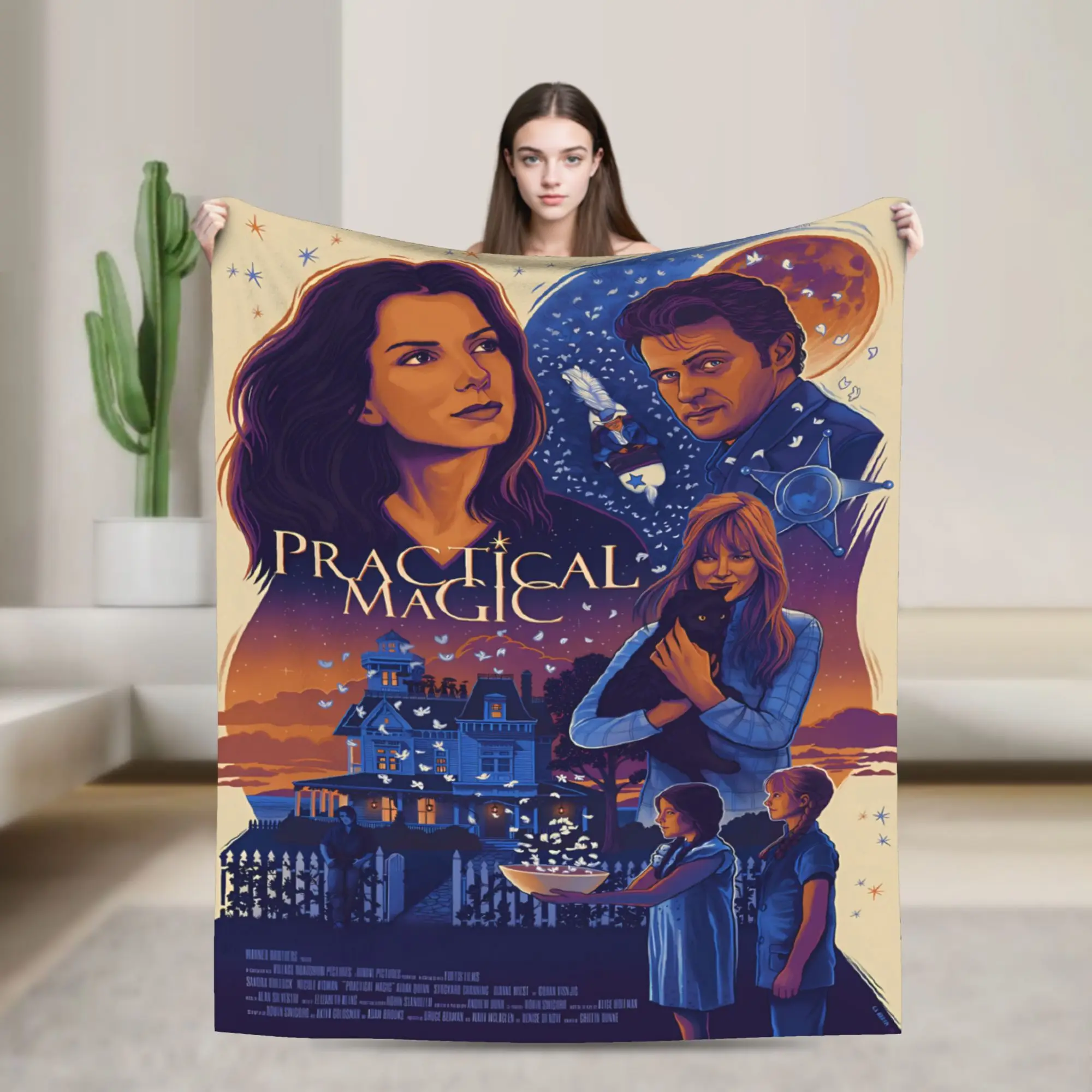 Practical Magic Red Witch Candle Blankets Warm Graphic Plush Throw Blanket For Students Couch Chair Sofa Bed Bed Cover