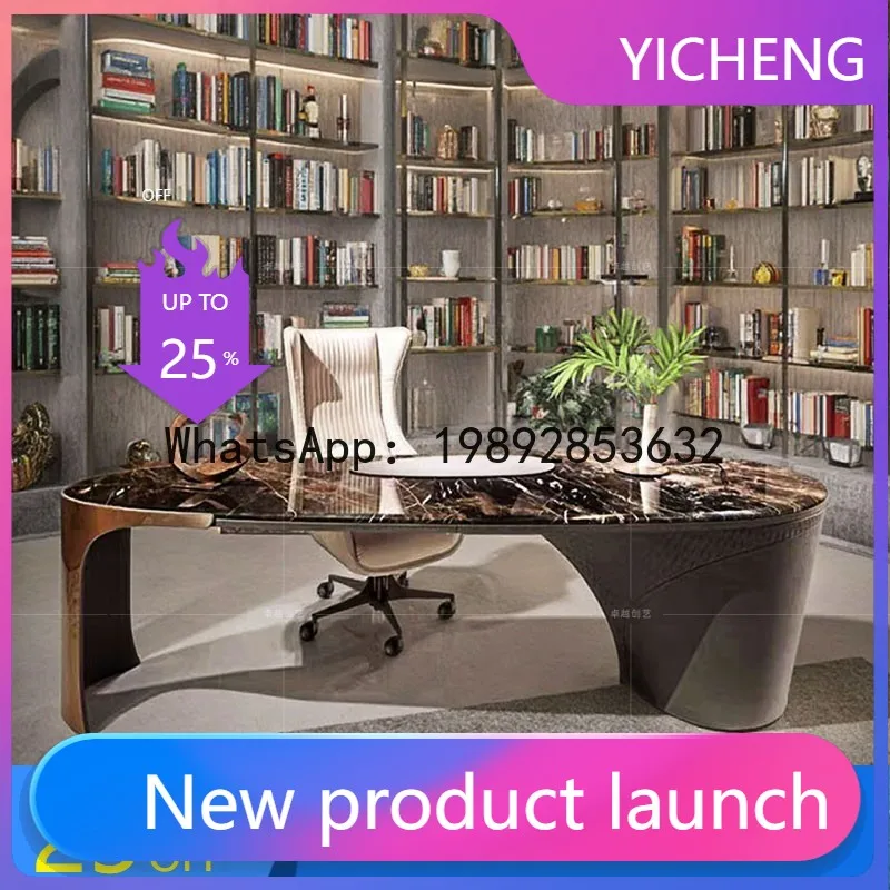 Z2-28  Italian Style Marble Desk Modern High-End Executive Desk Creative Irregular Shape with Drawer Office Desk