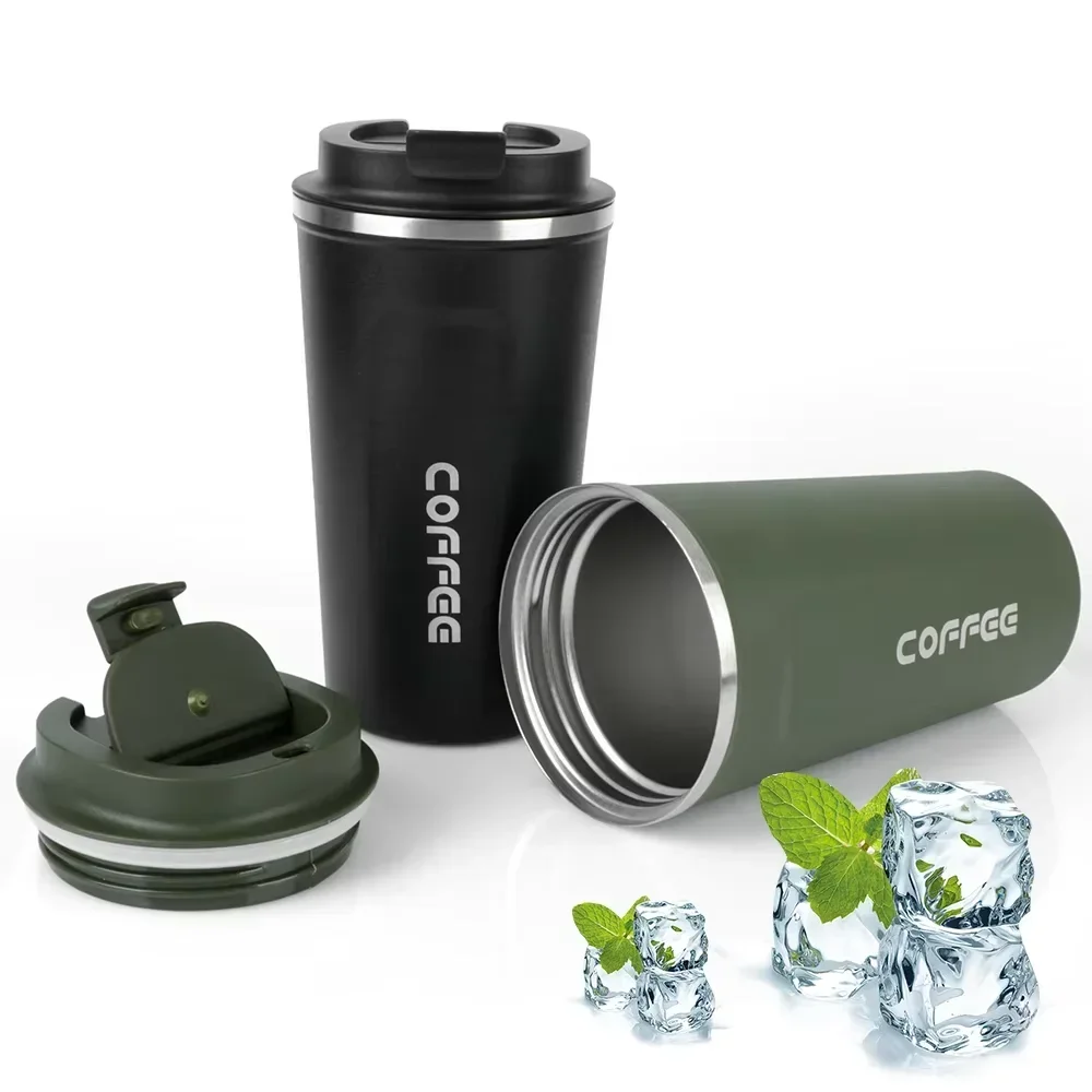 Thermo Cafe Car Thermos Mug for Tea Water Coffee Leak_Proof Travel Thermo Cup Coffee Mug 380/510ML Double Stainless SteelThermo