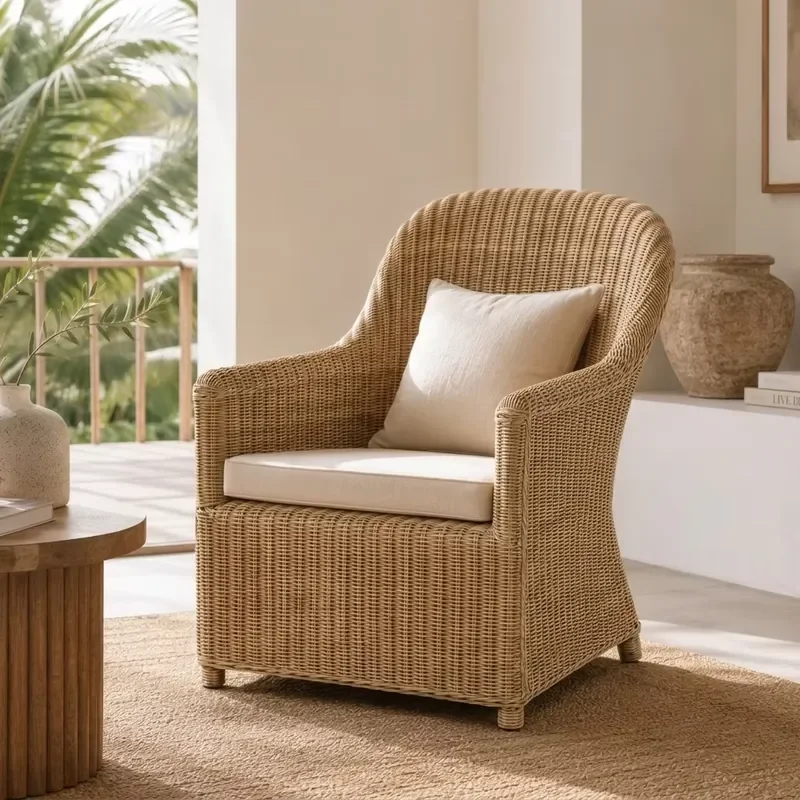 Handwoven Armchair Aussie Coastal Living Room Lounge Chair Natural Wicker Indoor Outdoor Accent Chair Australia