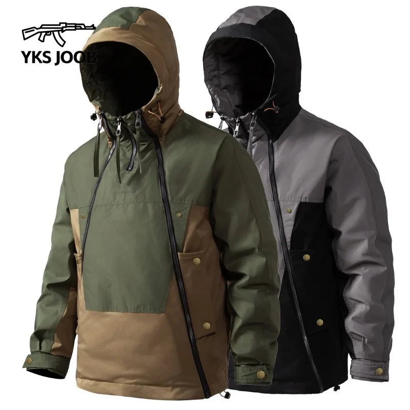 Winter Casual Fashion Loose Hooded Jacket New American Double Zipper Men's Parka Men's Outdoor Sports Tactical Hunting Coat Ropa