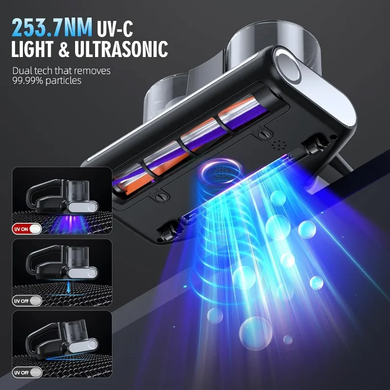 Matras Stofzuiger Met Uv 16kpa Zuigkracht & 253.7nm UV-C Licht & Hepa Filter & Verwarming & Ultrasone Vijfvoudige Tech