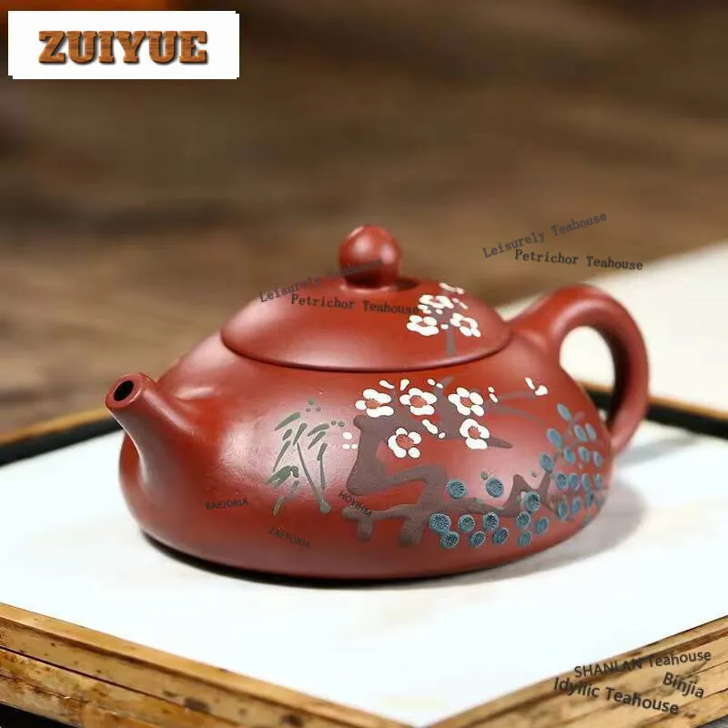

180ml Yixing Purple Clay Teapots Handmade Three Friends Of Winter Pot Raw Ore Dahongpao Mud Tea Maker Kettle Zisha Tea Set Craft