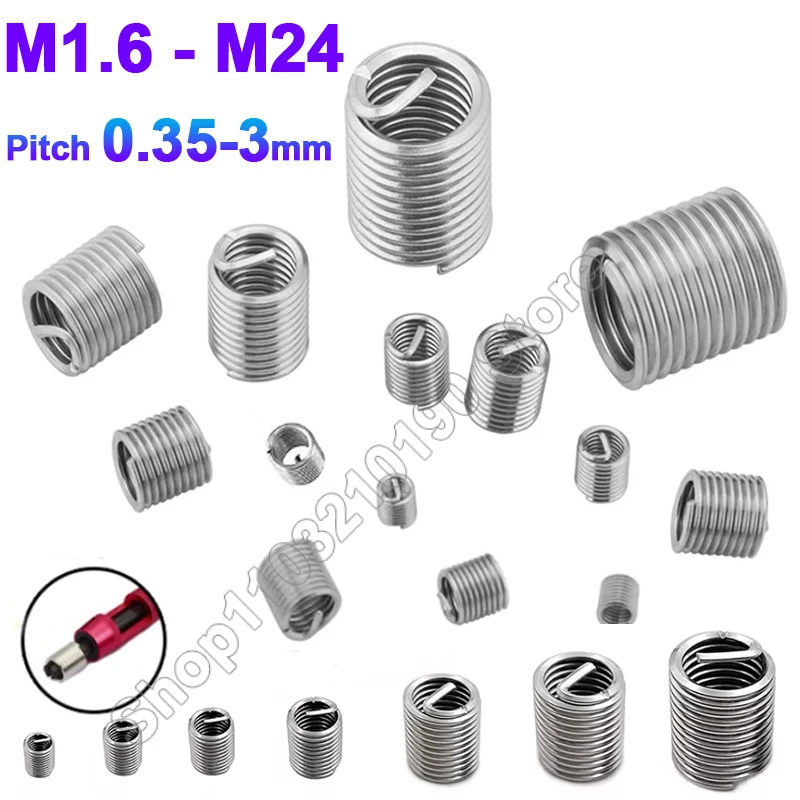 

1-10Pcs Wire Fastening Thread Insert M1.6-M24 Stainless Steel Protective Helicoil Spiral Wire Screw Sleeve Bushing Thread Repair