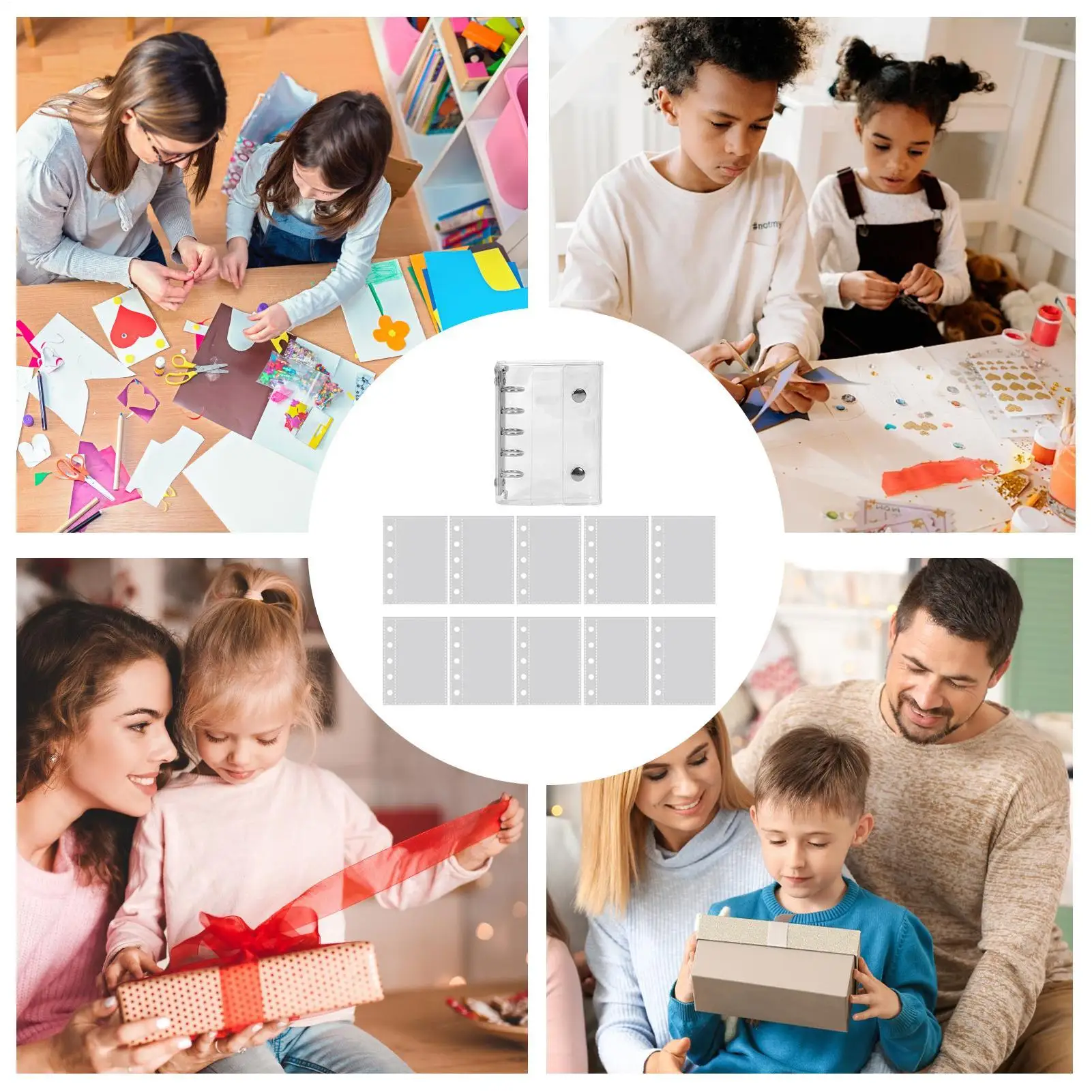 Loose Leaf Paper PVC Transparent Cover 5 Ring Loose Leaf Binder Paper 10 Pages Crafts For Birthday Party Airplane Travel Road