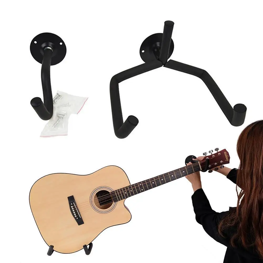 Guitar Metal Stand Wall Mount Hanger Hook Horizontal Guitar Neck Holder Bracket With Screw Set Guitarra Parts Accessories