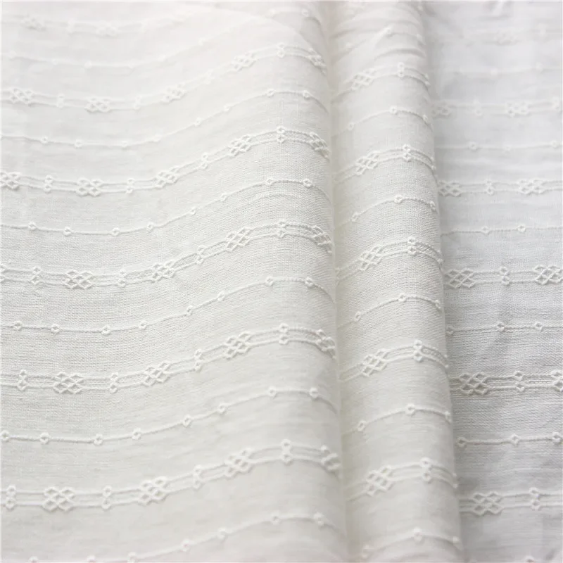 150x50cm Cotton Pure  White Small Jacquard Yarn Sewing Fabric, Making Women's Shirt Skirt Blouse Children's Clothing Cloth view 3