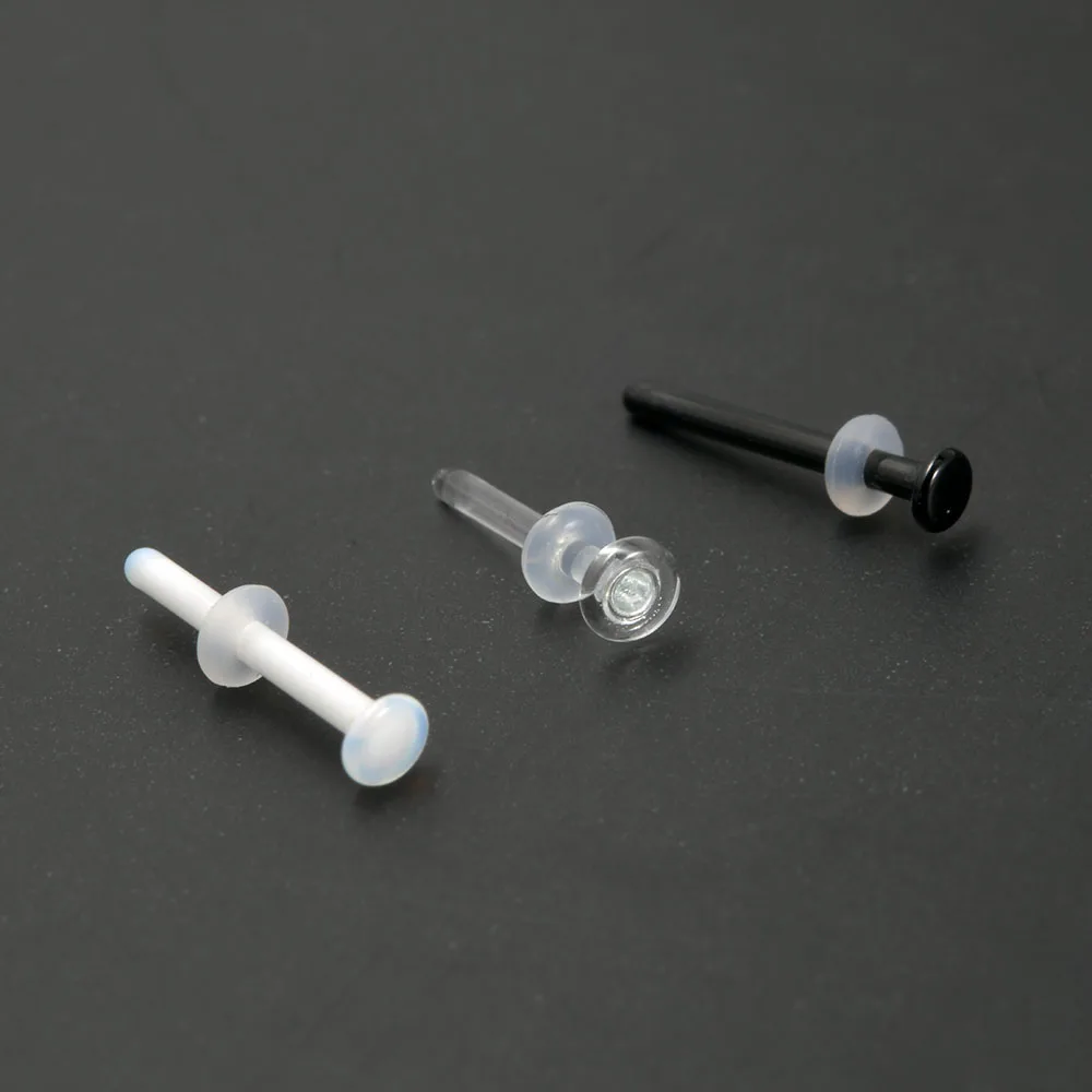 1PC Simple Glass Nose Stud Transparent  L&S Shape Straight Nose Ring Retainer Holder Nose Hoop Ring Body Piercing Jewelry