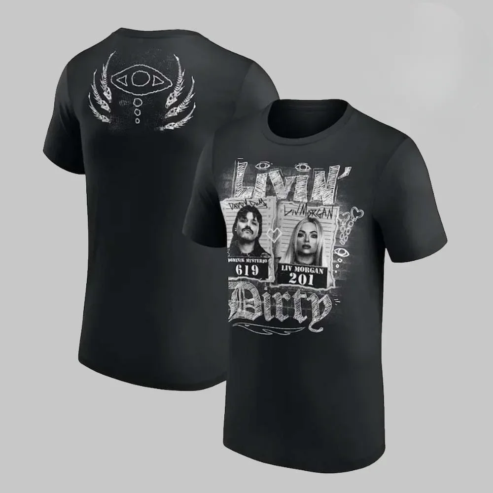 

Dominik Mysterio & Liv Morgan Livin Polyester T-Shirt Unisex Women's Fan Must-Have Short Sleeve Top Fashion Summer T-Shirt