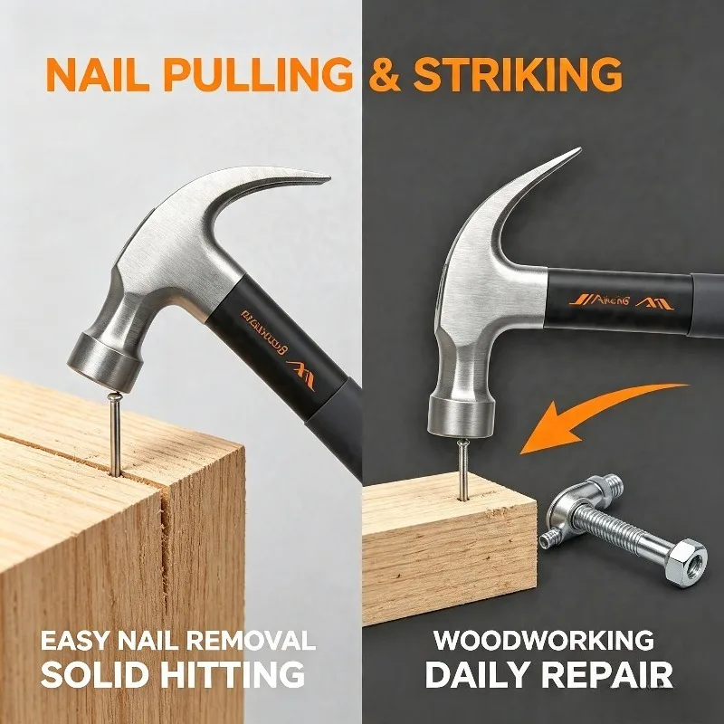 JIMIHOME High-Carbon Steel Handle Claw Hammer Multifunctional Household Safety Hammer Pulling Nail Emergency Hand Tools view 3