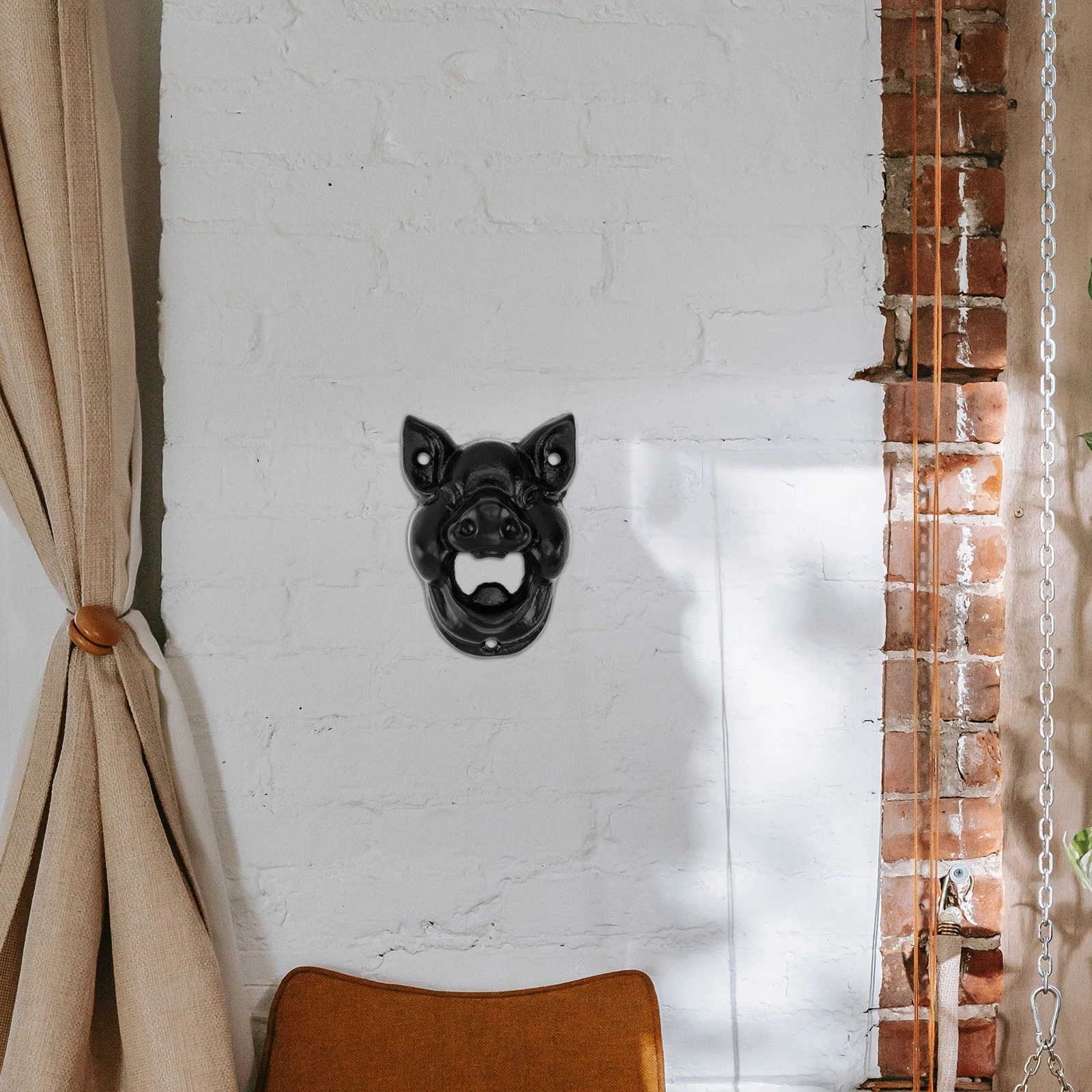 

Iron Pig Head Shaped Bottle Opener Sturdy Wall Mounted Beer Opener Drinking Accessories Soda Kitchen Pub Bar