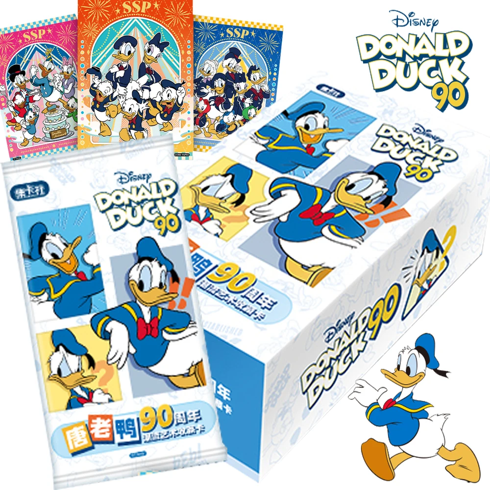 Tarjeta divertida de Disney Pato Donald, personaje de Anime bonito de dibujos animados, arte moderno del 90 ° aniversario, tarjeta de colección de varios estilos, regalo para niños