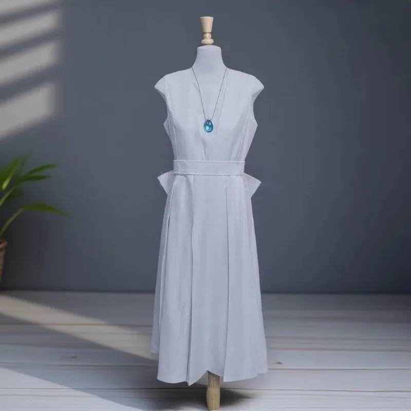 Identidade v menina cosplay traje elegante vestido branco com colar peruca terno para mulheres meninas anime festa rolepaly outfit