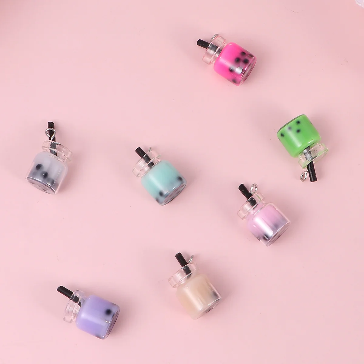 

20Pcs Colorful Bubble Tea Jewelry Parts Glass Metal Durable Lightweight DIY Earrings Pendant Keychain Ornaments