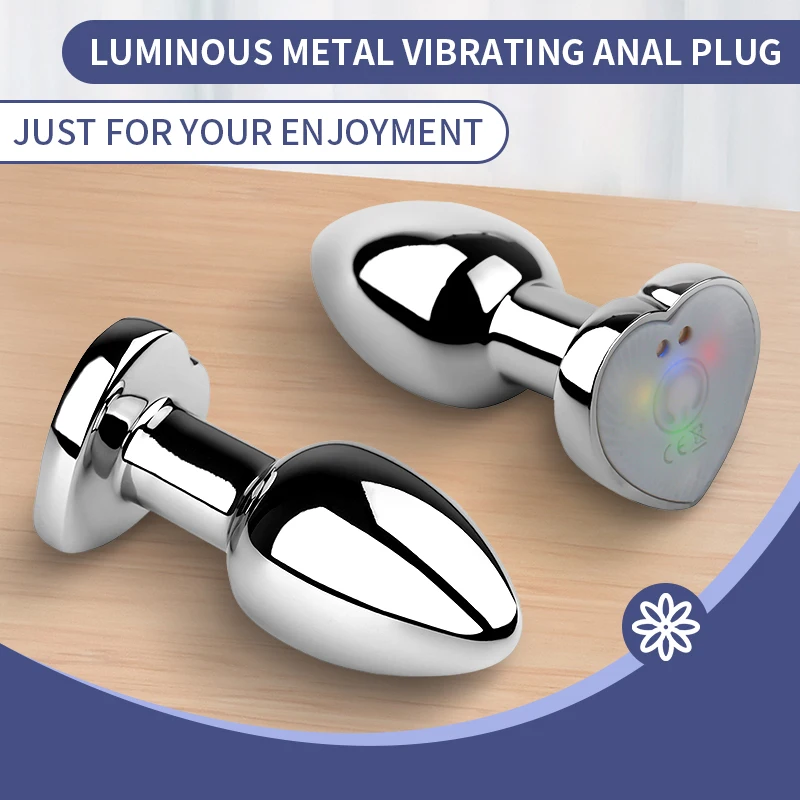 Vibrating Remote Heart-Shaped App Control Man and Woman Metal Anal Plug Adult Luminous Electric Anal Dildo Couple Intimate Toys - Image 2
