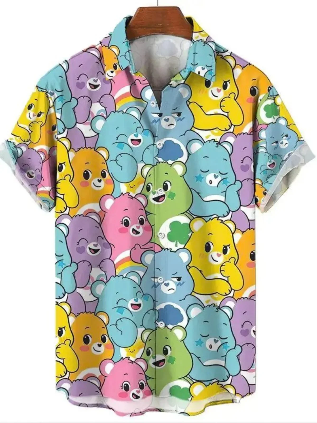 

Cute Cartoon Printed ort Sve irt Youthful Faion Stand Fit Collar Button down Casual Workwear Autumn Regular