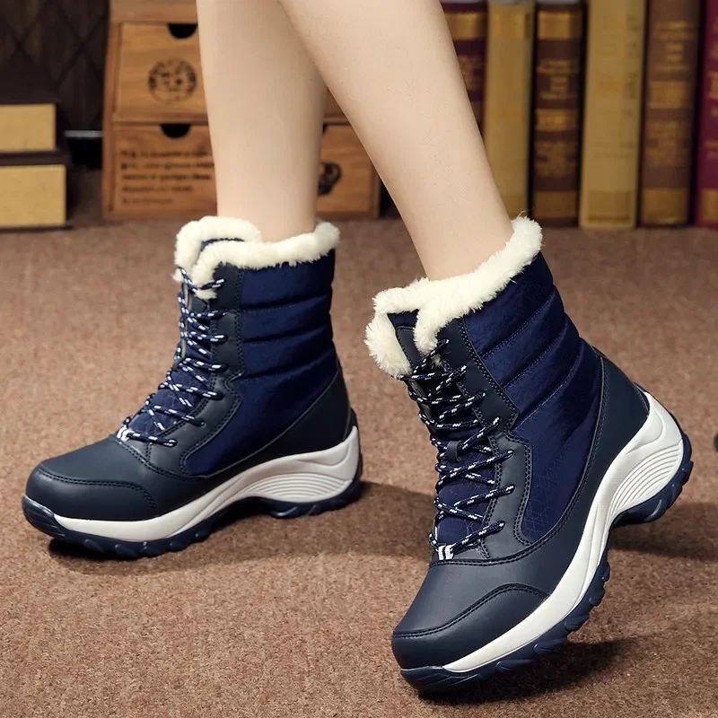 

Winter Cold Resistant Women's High-top Snow Boots Waterproof Leather Outdoor Camping Hunting Hiking Women's Sneakers Botas Mujer