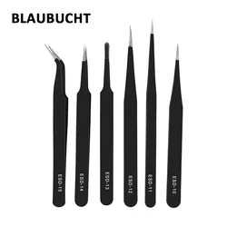 BLAUBUCHT Tweezers Electronic 6Pcs Anti-Static Tweezers Anatomical Surgical Anti-Magnetic Tool SMD ESD Tweezers For Soldering