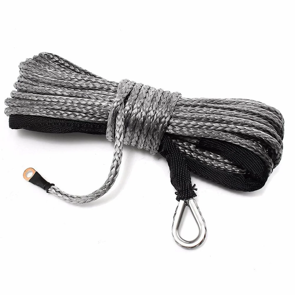 

15M 5mm Synthetic Winch Rope for ATV UTV SUV Truck Material Black Sleeve Splice No Frays 7700lbs Pulling