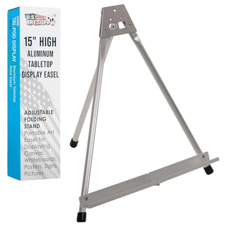 

15-Inch Aluminum Tabletop Easel for Painting - Silver, Lightweight Portable Tripod Art Easel Stand for Sign Display Painting Ca