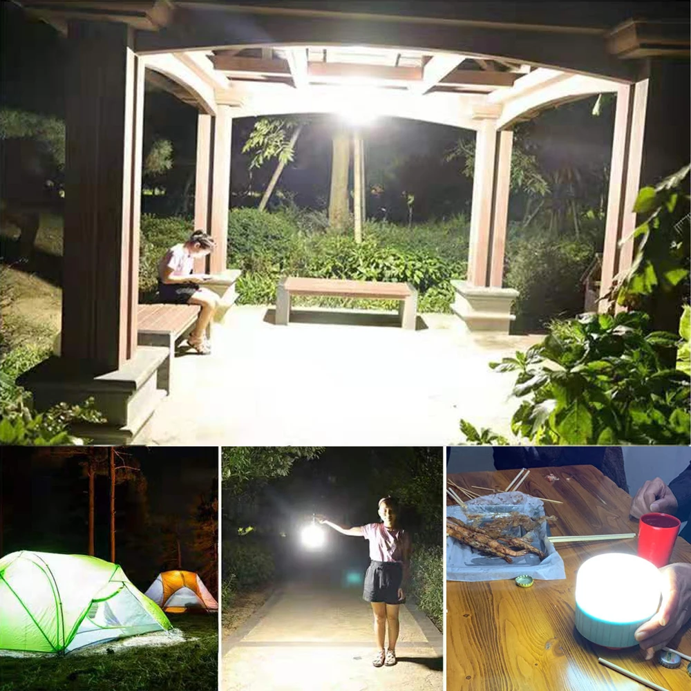 1000W LED Solar Charging Bulb Energy saving Bulb Lamp Night Market Tent Lamp Mobile Outdoor Camping Lanterns Emergency Light