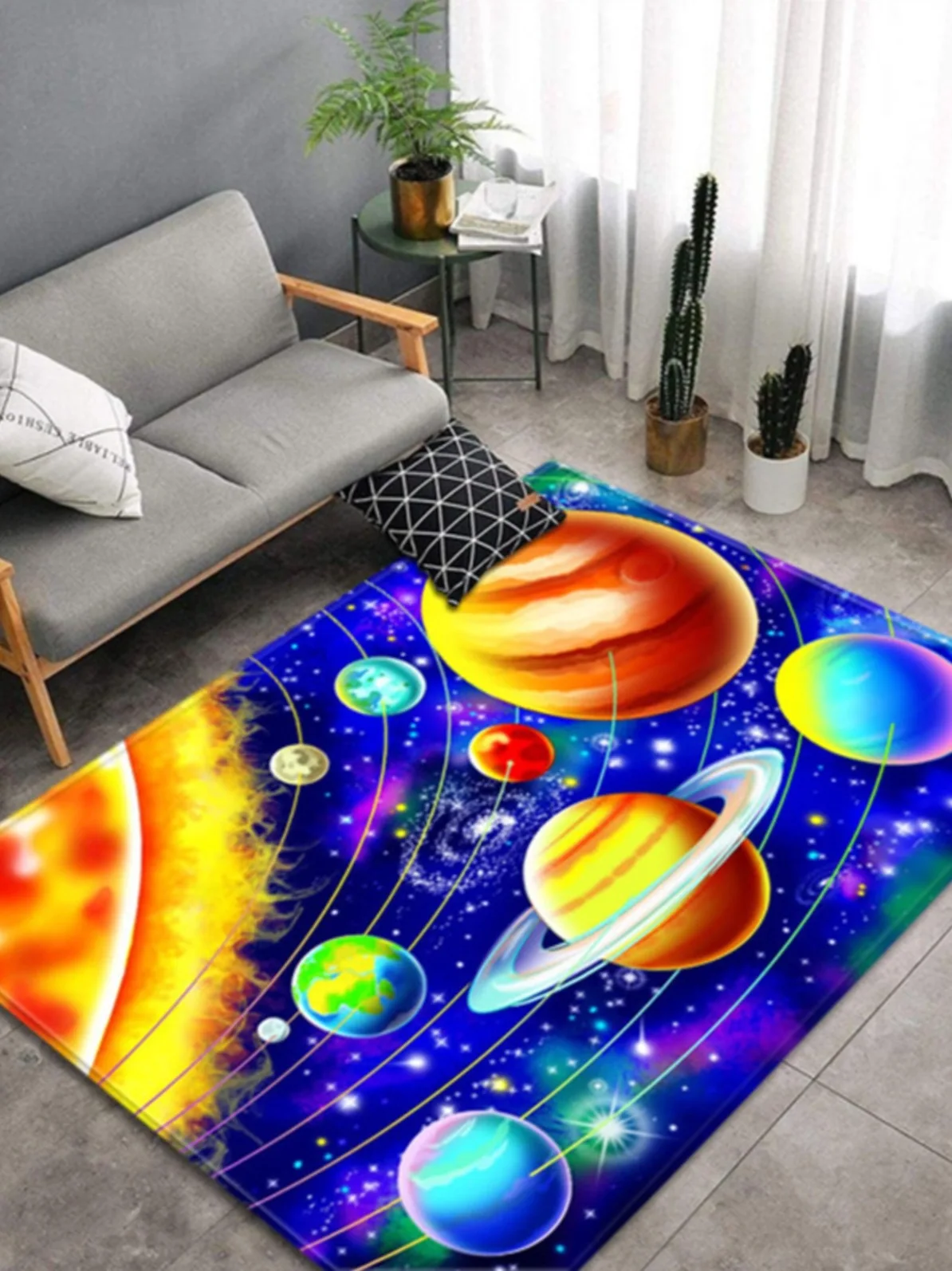 

VIKAMA 3d Planet Living Room Carpet Children's Bedroom Bedside Blanket Sofa Coffee Table Floor Mat Furniture Decoration
