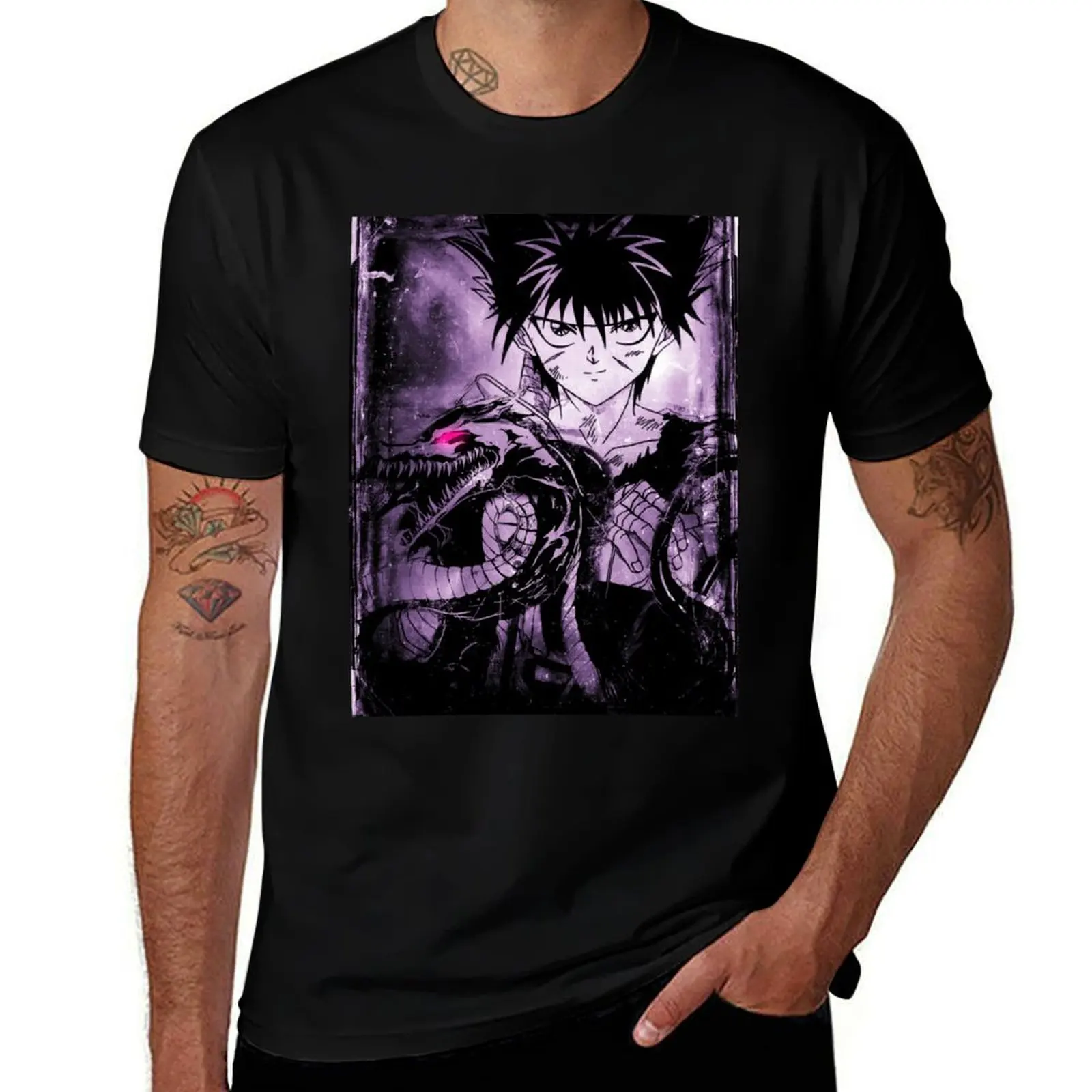 Camiseta yuyu hakusho hiei dark dragon, camiseta de algodón, camisetas 100% con estampados, camiseta para hombre, camiseta 100% de algodón
