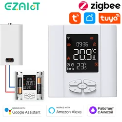Tuya Zigbee Thermostat Smart Battery Powered Temperature Wireless Controller for Gas Boiler and Actuator Voice Alexa,Google Home