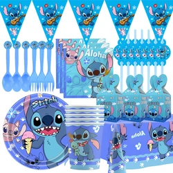 Articoli per feste Stitch per bambini Lilo e Stitch Decorazioni per feste di compleanno Palloncini Banner Tovaglia Sfondo Stoviglie