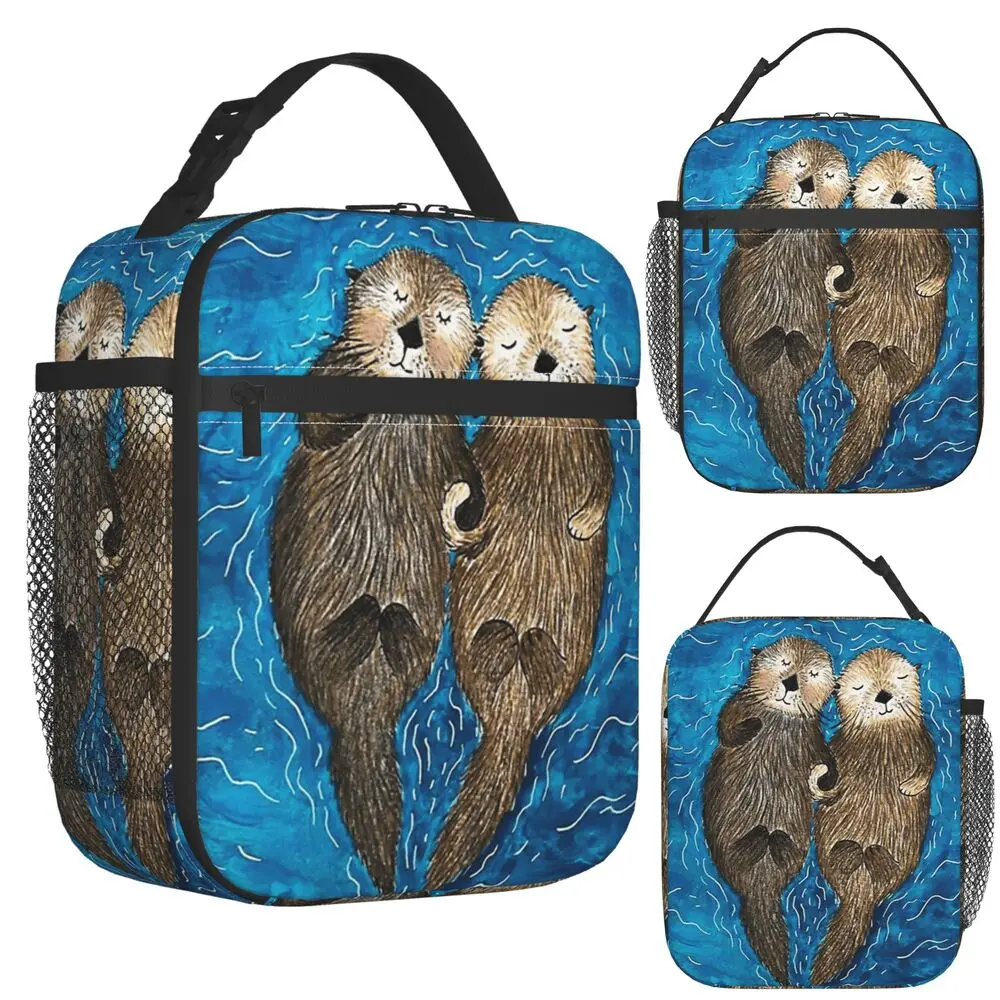 Otter CUTE SLEEP Insulated Lunch Bag for Women Children Portable Food Boxes Thermal Lunch Box Tote