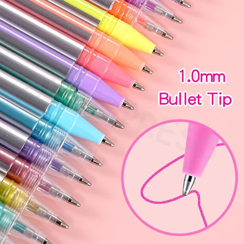 Student Gel Pens Set 6 12 18 Glitter Colors for Hand Lettering Art Highlighter Gel Pens for Journaling Notebooks