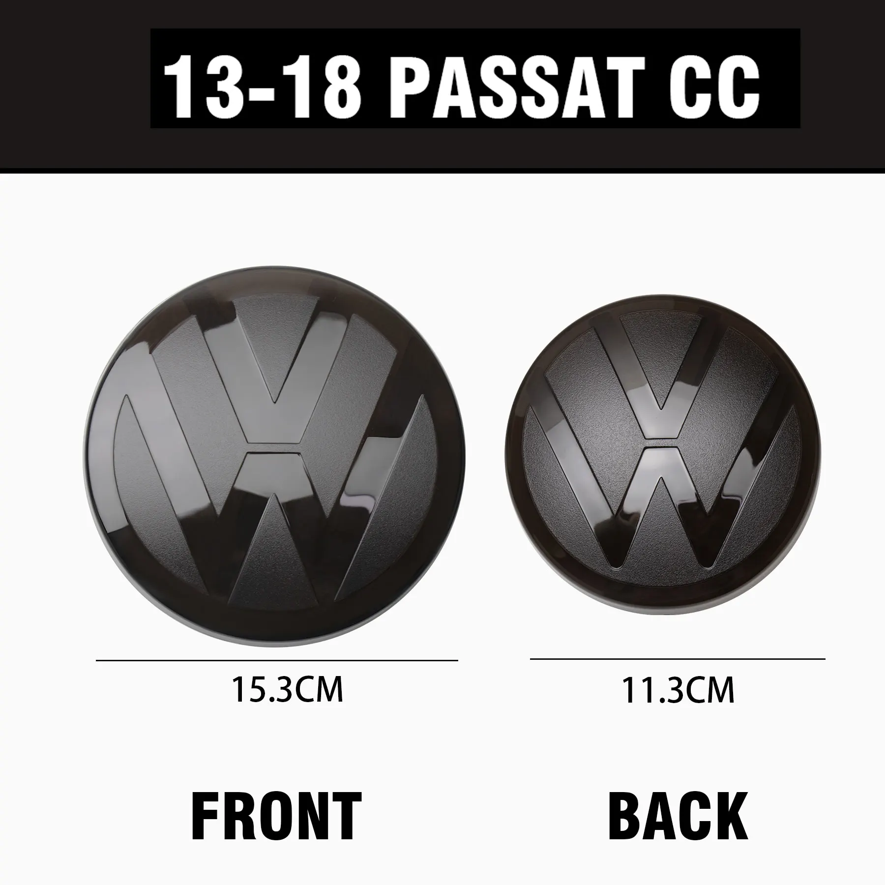 1set Car Front Grill Badges Rear Trunk Emblem Lid Covers Logo Sticker Black white For VW PASSAT CC 2008 2021 Auto Accessories