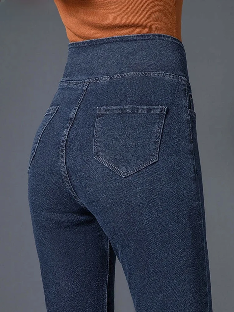 

High Waist plus Size Skinny Pencil Jeans for Women 2634 Sle Comfortable Fit Casual Denim Trousers