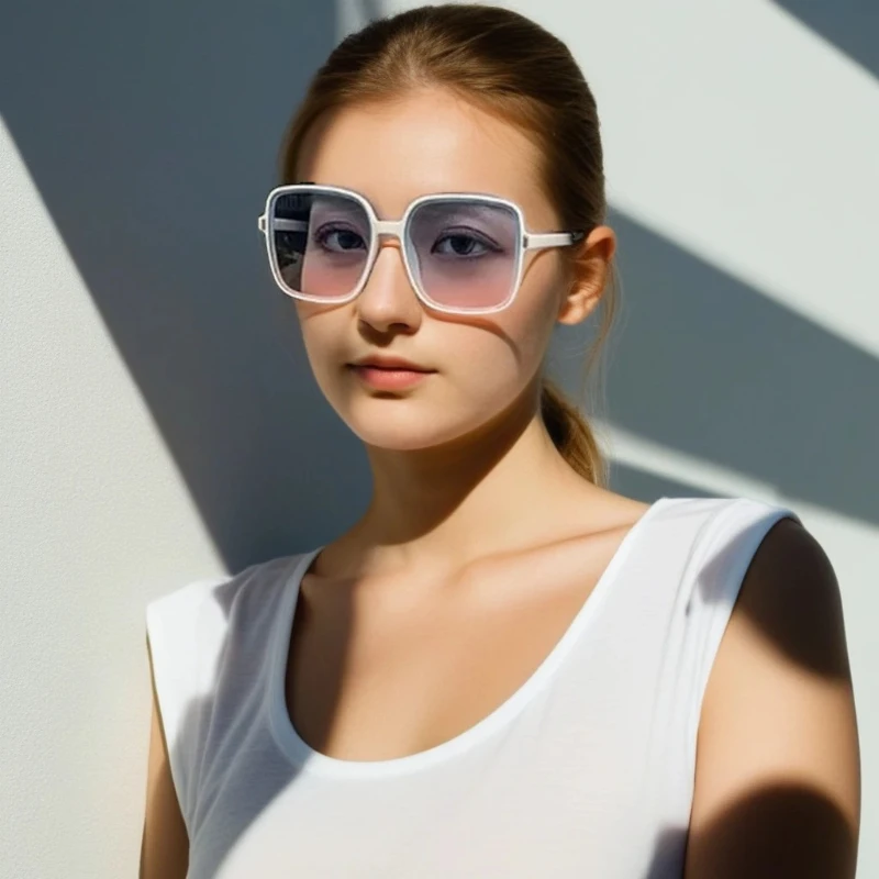 

Large Square Frame Sun Glasses HD Gradient Lens Eyeglasses Fashion UV Protection Classic Retro Sunglasses for Women and Men