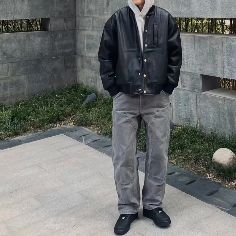 

Waed Vintage B36 Canvas Work Trousers Double Knee Denim Overalls e Brown Wooutters Long Pants Youthful Sle